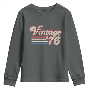 Vintage 50th Birthday Youth Sweatshirt Retro 1976 50 Year Old Stripes TS10 Dark Heather Print Your Wear