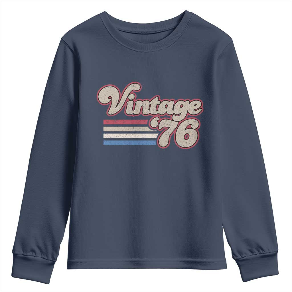 Vintage 50th Birthday Youth Sweatshirt Retro 1976 50 Year Old Stripes TS10 Navy Print Your Wear
