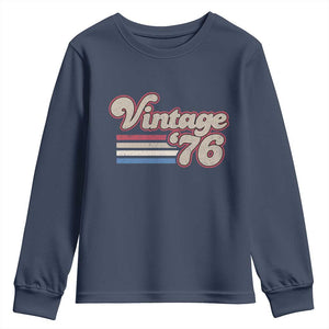 Vintage 50th Birthday Youth Sweatshirt Retro 1976 50 Year Old Stripes TS10 Navy Print Your Wear