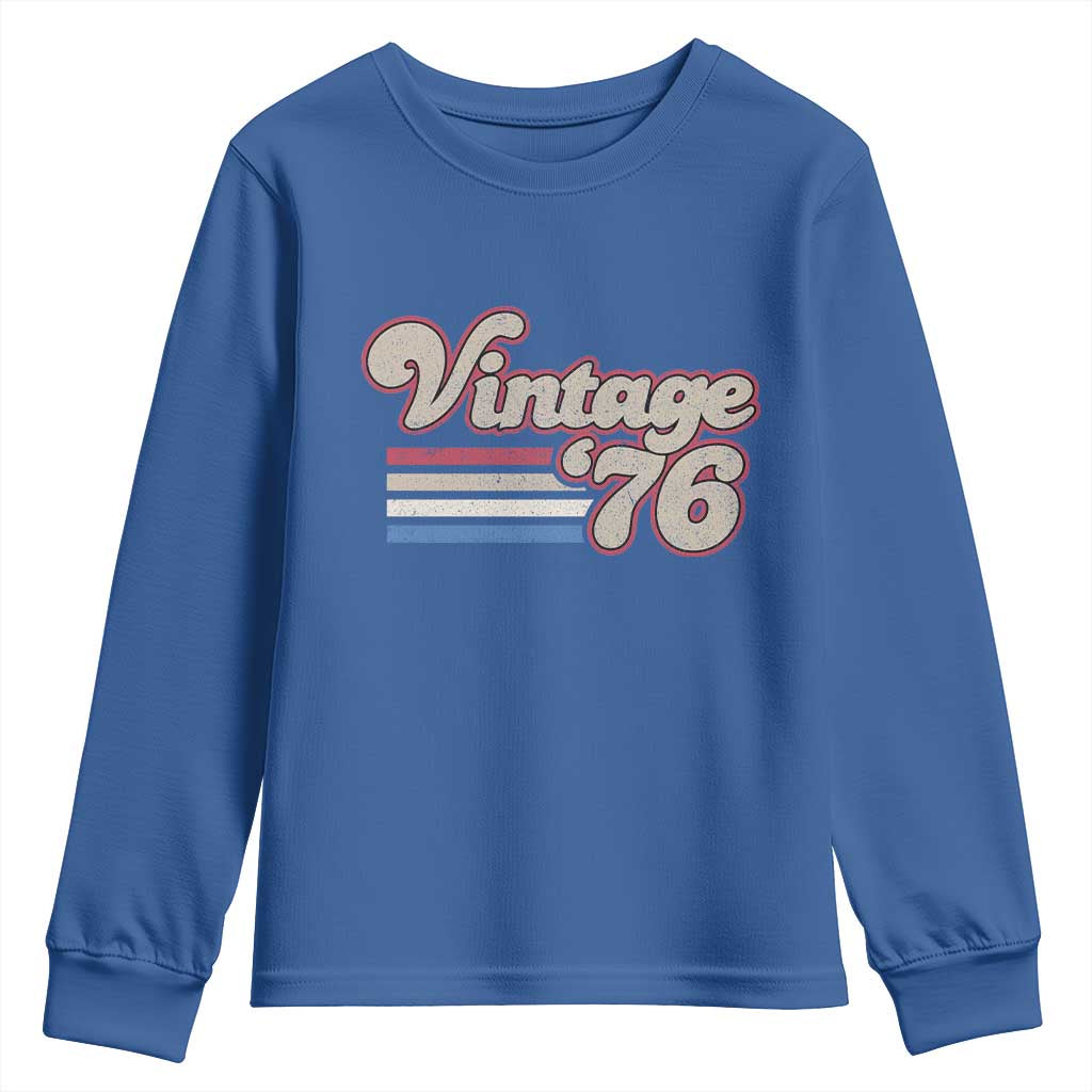Vintage 50th Birthday Youth Sweatshirt Retro 1976 50 Year Old Stripes TS10 Royal Blue Print Your Wear