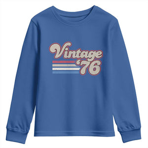 Vintage 50th Birthday Youth Sweatshirt Retro 1976 50 Year Old Stripes TS10 Royal Blue Print Your Wear