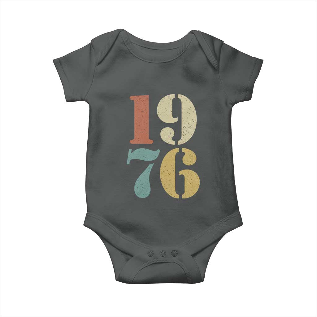 50th Birthday Baby Onesie Retro Vintage 1976 50 Year Old Gifts TS10 Dark Heather Print Your Wear