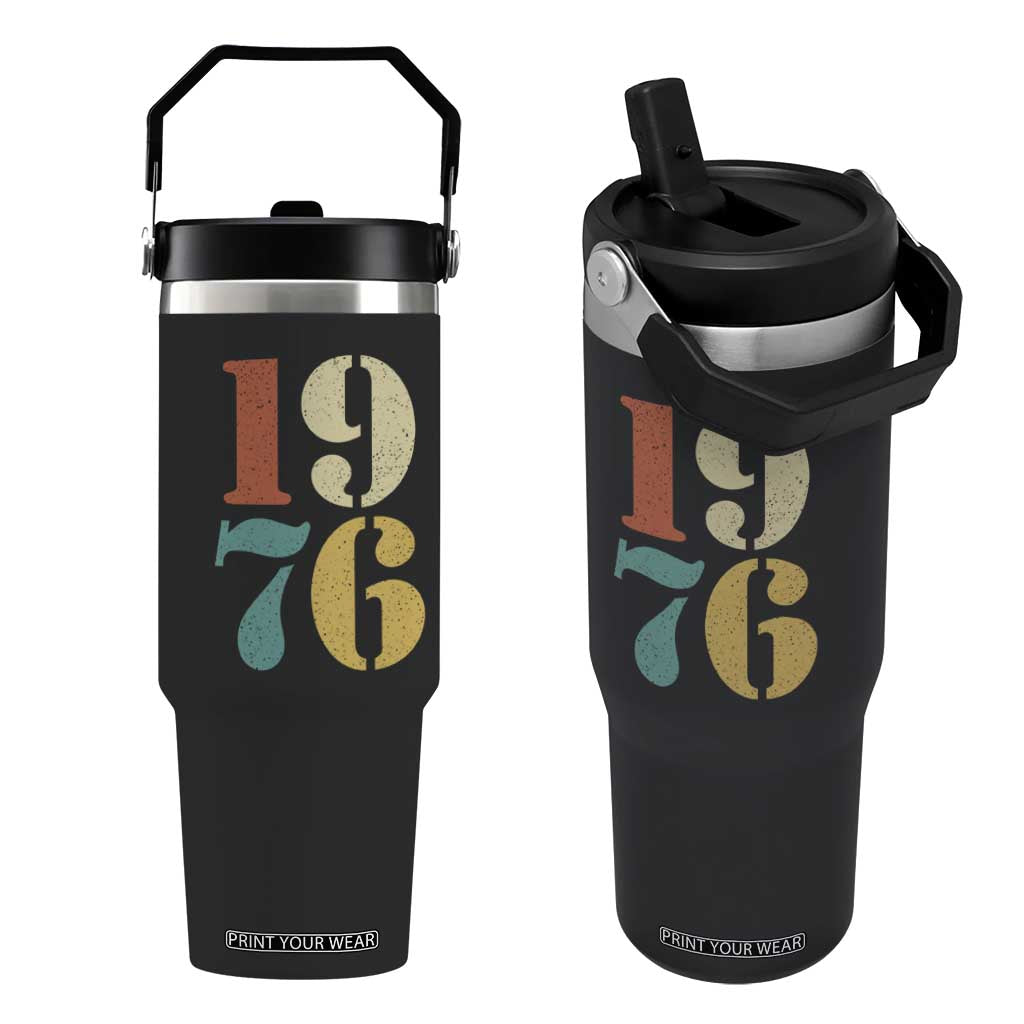 50th Birthday Flip Straw Tumbler Retro Vintage 1976 50 Year Old Gifts TS10 One Size: 30 oz Black Print Your Wear