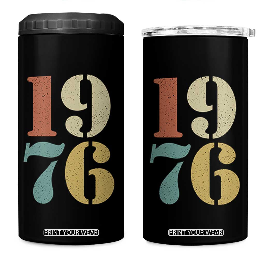 50th Birthday 4 in 1 Can Cooler Tumbler Retro Vintage 1976 50 Year Old Gifts TS10 One Size: 16 oz Black Print Your Wear