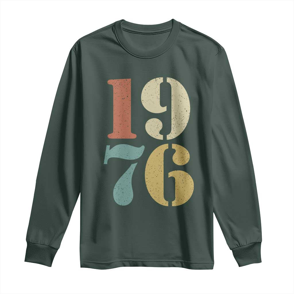 50th Birthday Long Sleeve Shirt Retro Vintage 1976 50 Year Old Gifts TS10 Dark Forest Green Print Your Wear