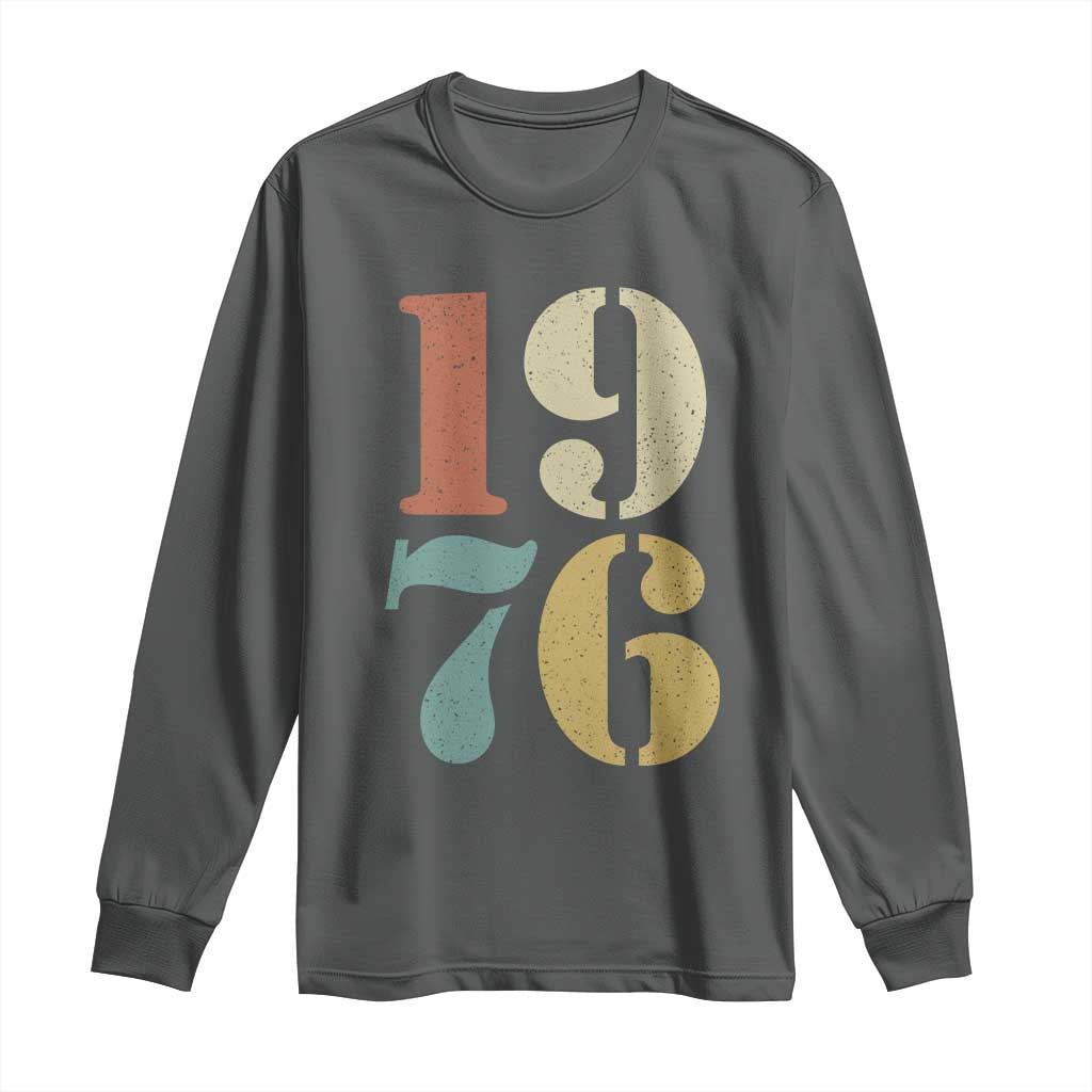 50th Birthday Long Sleeve Shirt Retro Vintage 1976 50 Year Old Gifts TS10 Dark Heather Print Your Wear