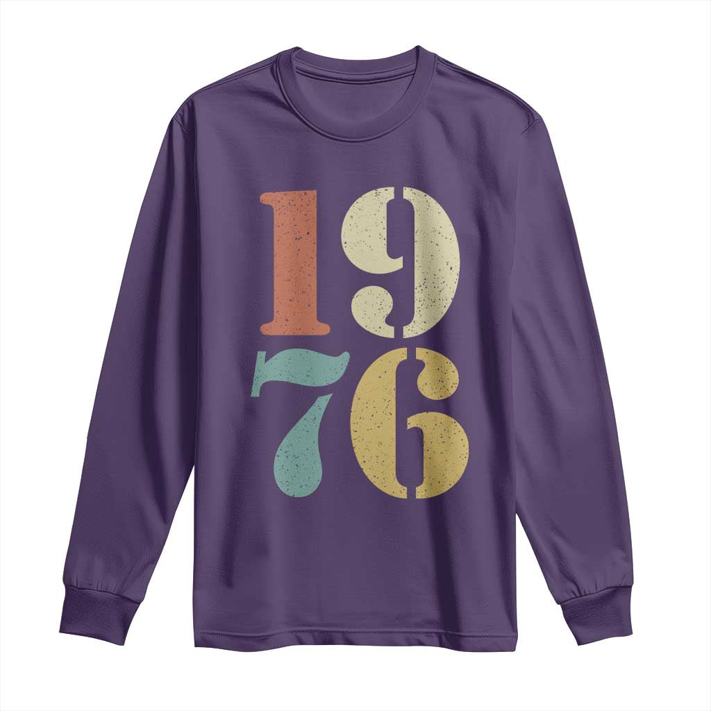 50th Birthday Long Sleeve Shirt Retro Vintage 1976 50 Year Old Gifts TS10 Purple Print Your Wear