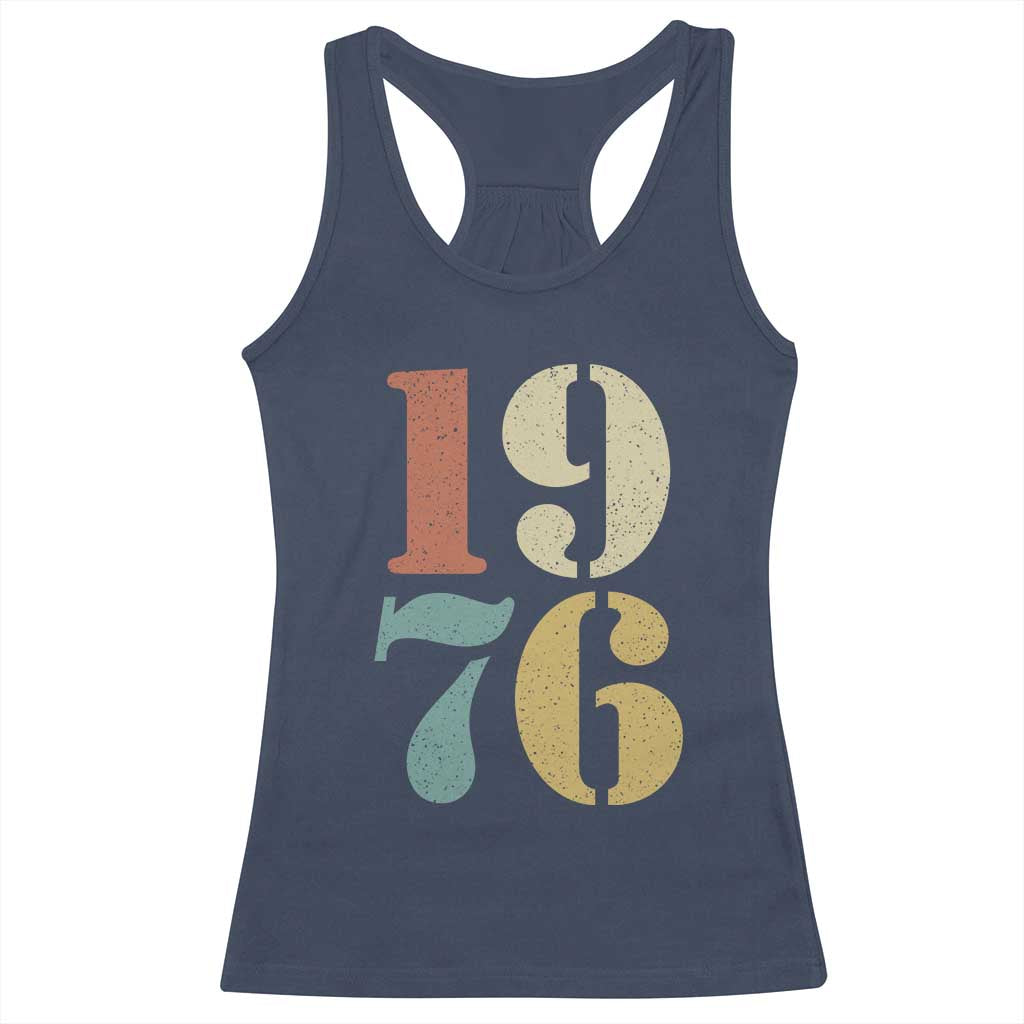 50th Birthday Racerback Tank Top Retro Vintage 1976 50 Year Old Gifts TS10 Navy Print Your Wear
