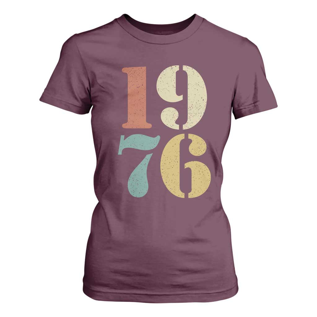 50th Birthday T Shirt For Women Retro Vintage 1976 50 Year Old Gifts TS10 Maroon Print Your Wear