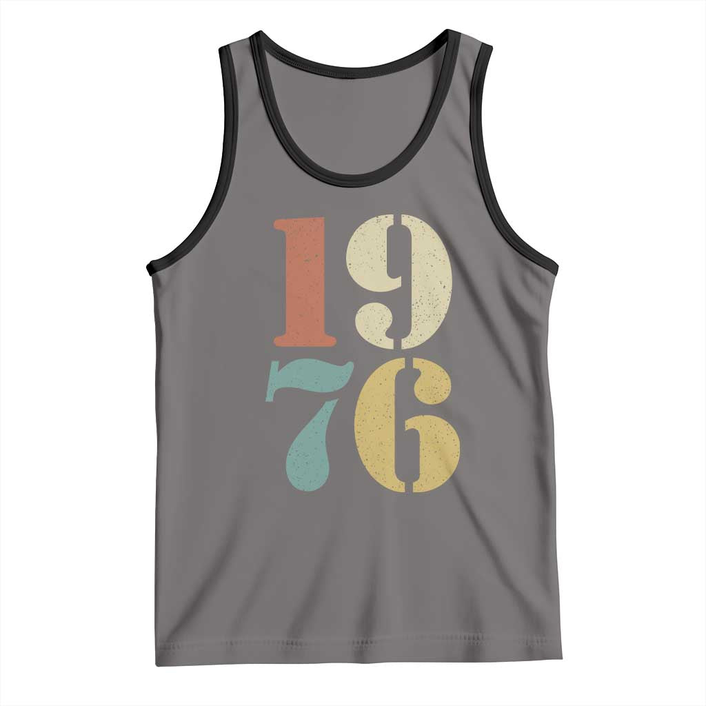 50th Birthday Tank Top Retro Vintage 1976 50 Year Old Gifts TS10 Deep Heather Black Print Your Wear
