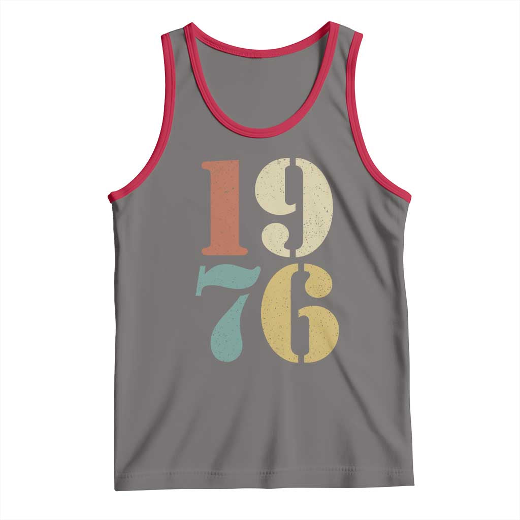 50th Birthday Tank Top Retro Vintage 1976 50 Year Old Gifts TS10 Deep Heather Red Print Your Wear