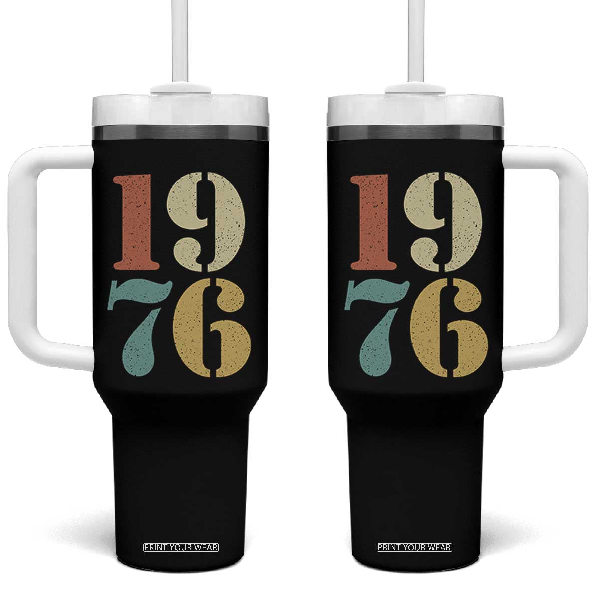 50th Birthday Tumbler With Handle Retro Vintage 1976 50 Year Old Gifts TS10 One Size: 40 oz Black Print Your Wear