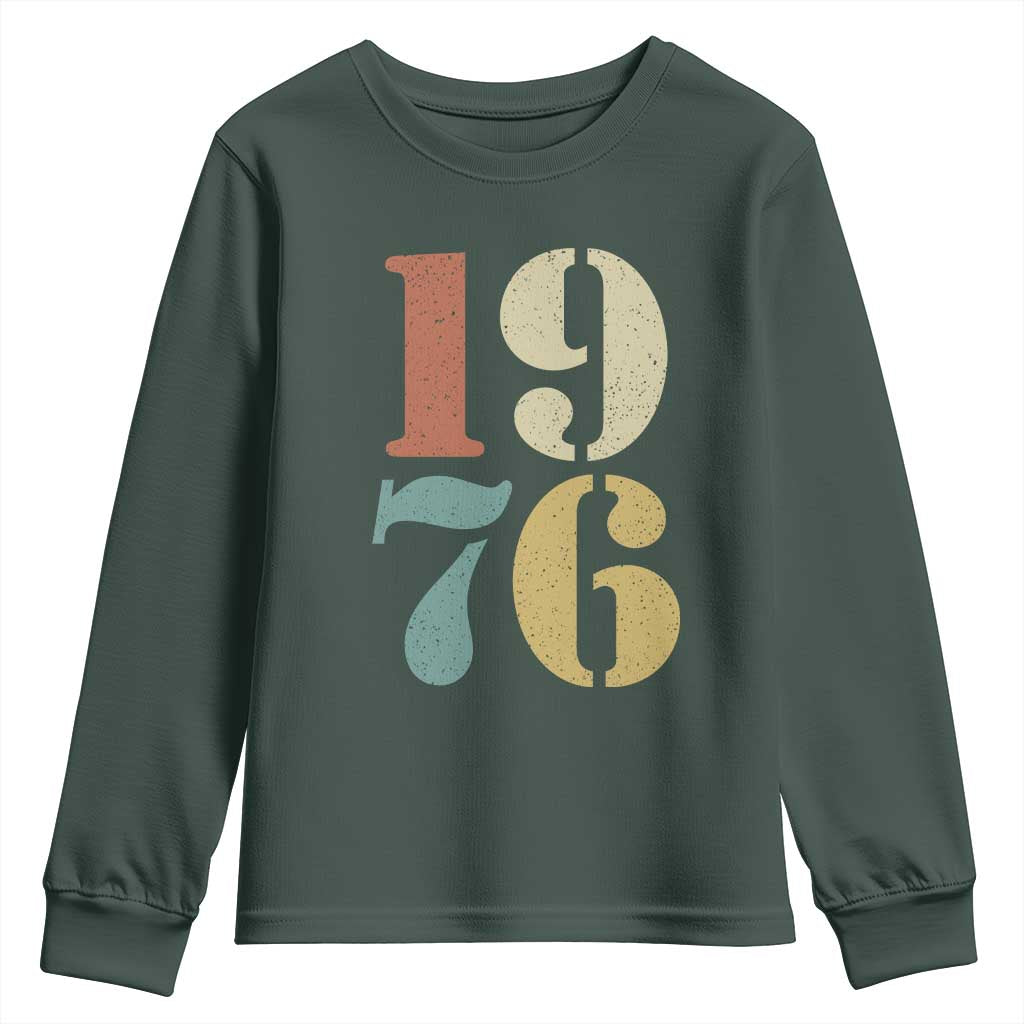 50th Birthday Youth Sweatshirt Retro Vintage 1976 50 Year Old Gifts TS10 Dark Forest Green Print Your Wear