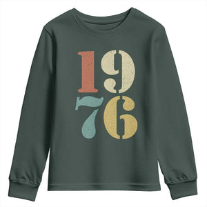 50th Birthday Youth Sweatshirt Retro Vintage 1976 50 Year Old Gifts TS10 Dark Forest Green Print Your Wear