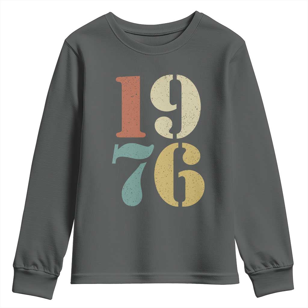 50th Birthday Youth Sweatshirt Retro Vintage 1976 50 Year Old Gifts TS10 Dark Heather Print Your Wear