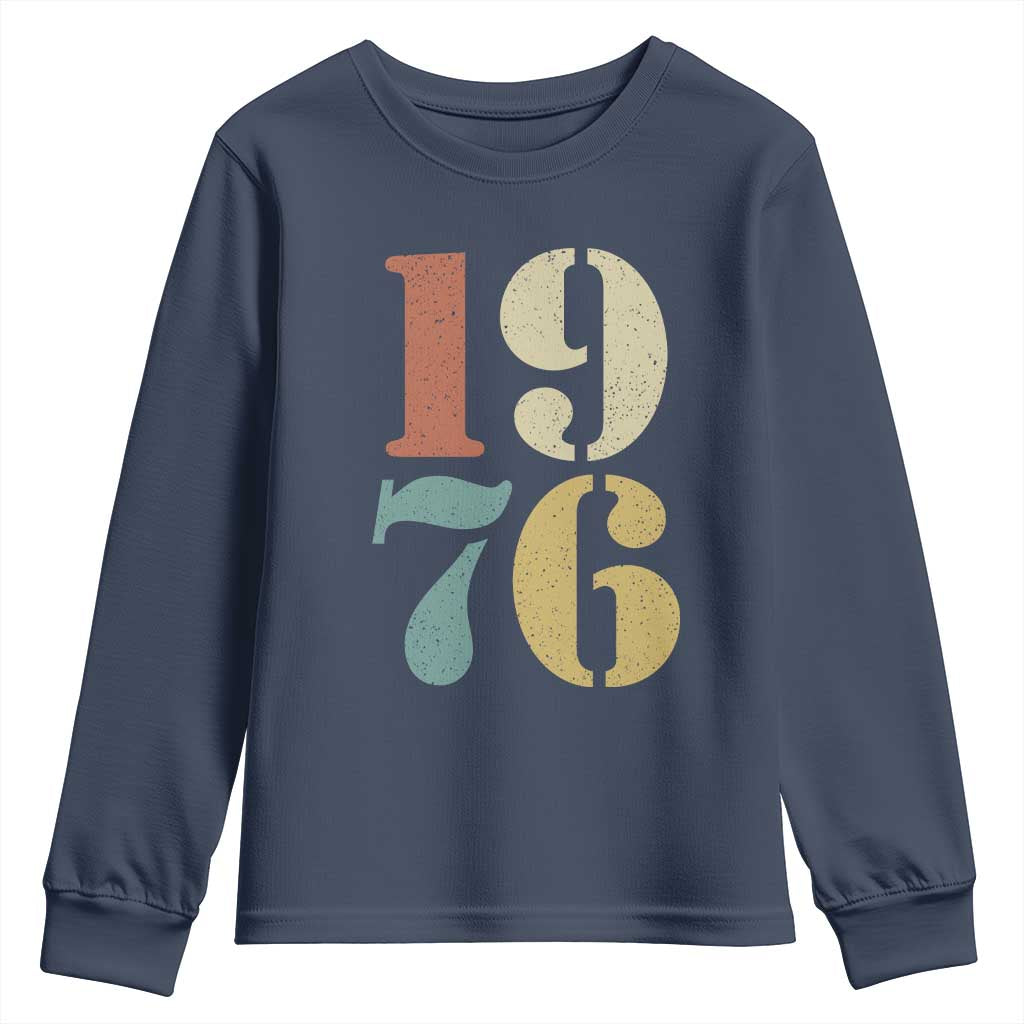 50th Birthday Youth Sweatshirt Retro Vintage 1976 50 Year Old Gifts TS10 Navy Print Your Wear