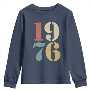 50th Birthday Youth Sweatshirt Retro Vintage 1976 50 Year Old Gifts TS10 Navy Print Your Wear