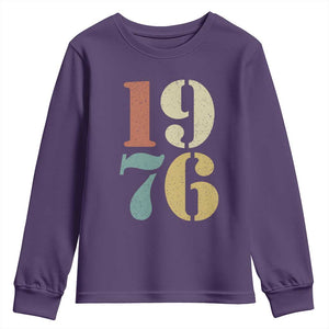 50th Birthday Youth Sweatshirt Retro Vintage 1976 50 Year Old Gifts TS10 Purple Print Your Wear