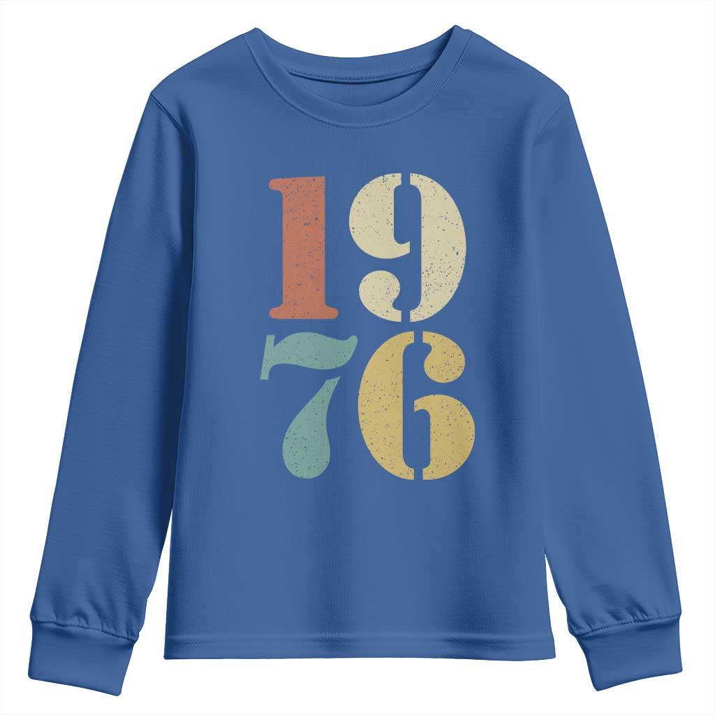 50th Birthday Youth Sweatshirt Retro Vintage 1976 50 Year Old Gifts TS10 Royal Blue Print Your Wear