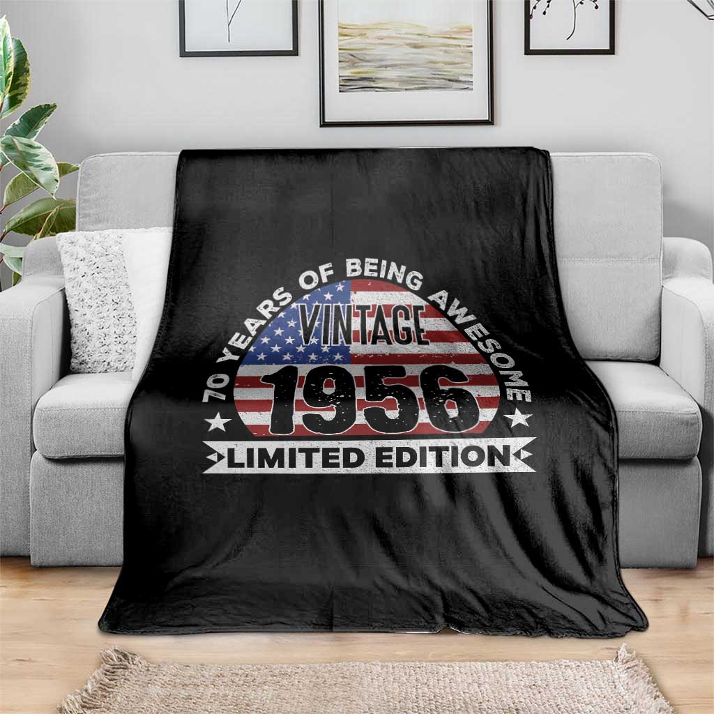 70th Birthday Throw Blanket Vintage 1956 70 Year Old Birthday American Flag TS10 Print Your Wear