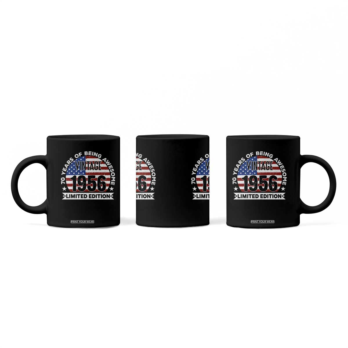 70th Birthday Coffee Mug Vintage 1956 70 Year Old Birthday American Flag TS10 Print Your Wear