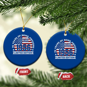 70th Birthday Ceramic Ornament Vintage 1956 70 Year Old Birthday American Flag TS10 1pc Blue Print Your Wear