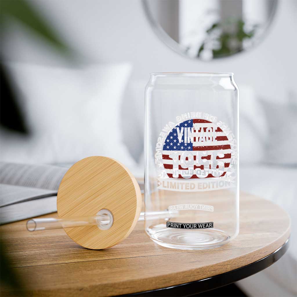 70th Birthday Glass Can Vintage 1956 70 Year Old Birthday American Flag TS10 Print Your Wear