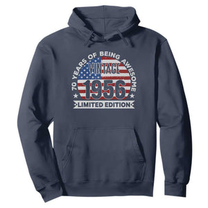 70th Birthday Hoodie Vintage 1956 70 Year Old Birthday American Flag TS10 Navy Print Your Wear