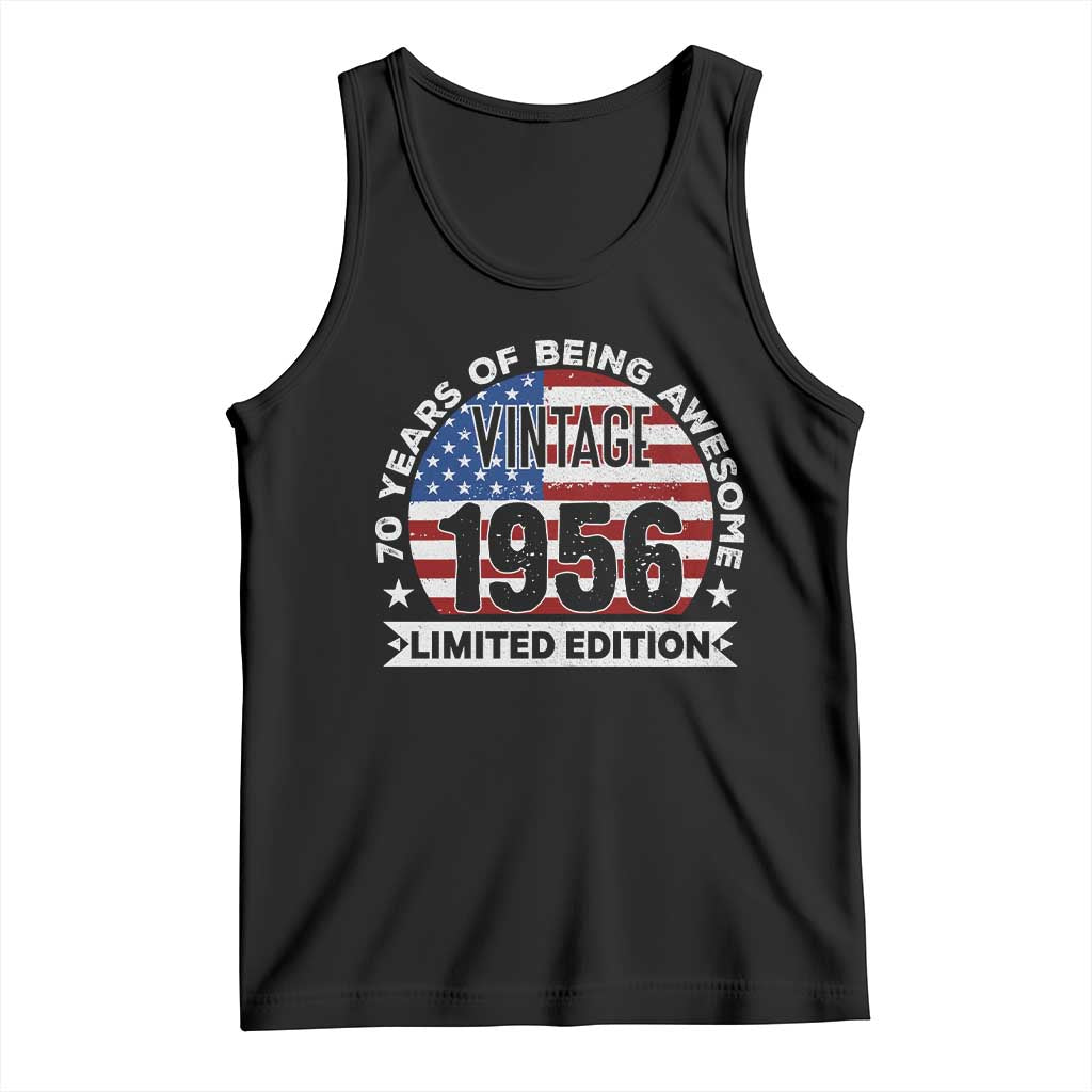 70th Birthday Tank Top Vintage 1956 70 Year Old Birthday American Flag TS10 Black Print Your Wear