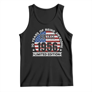70th Birthday Tank Top Vintage 1956 70 Year Old Birthday American Flag TS10 Black Print Your Wear