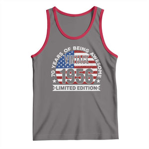 70th Birthday Tank Top Vintage 1956 70 Year Old Birthday American Flag TS10 Deep Heather Red Print Your Wear