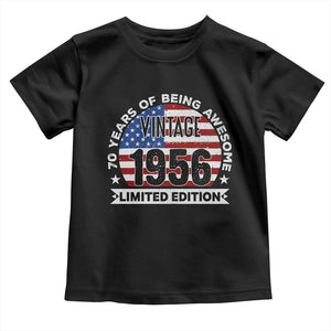 70th Birthday Toddler T Shirt Vintage 1956 70 Year Old Birthday American Flag TS10 Black Print Your Wear