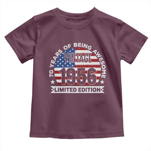 70th Birthday Toddler T Shirt Vintage 1956 70 Year Old Birthday American Flag TS10 Maroon Print Your Wear