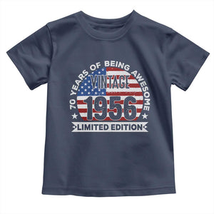 70th Birthday Toddler T Shirt Vintage 1956 70 Year Old Birthday American Flag TS10 Navy Print Your Wear