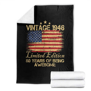80th Birthday Throw Blanket Vintage 1946 Limited Edition 80 Year Old Birthday USA Flag TS10 Black Print Your Wear