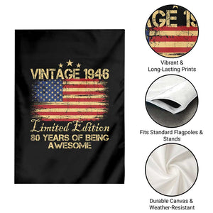 80th Birthday Garden Flag Vintage 1946 Limited Edition 80 Year Old Birthday USA Flag TS10 Print Your Wear