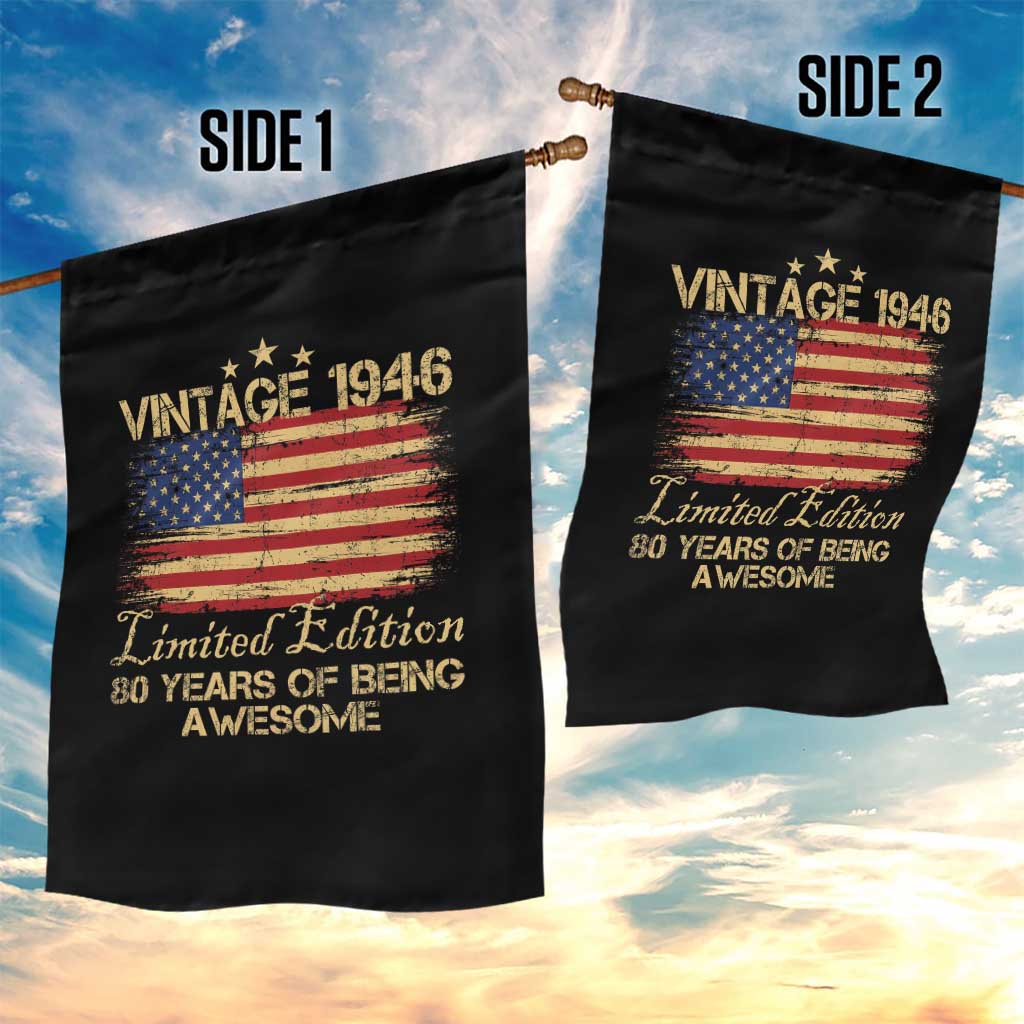 80th Birthday Garden Flag Vintage 1946 Limited Edition 80 Year Old Birthday USA Flag TS10 Print Your Wear