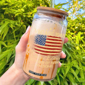 80th Birthday Glass Can Vintage 1946 Limited Edition 80 Year Old Birthday USA Flag TS10 Black Print Your Wear