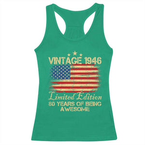 80th Birthday Racerback Tank Top Vintage 1946 Limited Edition 80 Year Old Birthday USA Flag TS10 Irish Green Print Your Wear