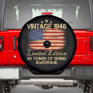 80th Birthday Spare Tire Cover Vintage 1946 Limited Edition 80 Year Old Birthday USA Flag TS10 Black Print Your Wear
