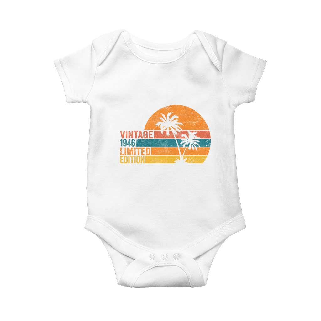 Vintage 1946 Limited Edition Baby Onesie Retro Sunset 80th Birthday 80 Year Old Gifts TS10 White Print Your Wear