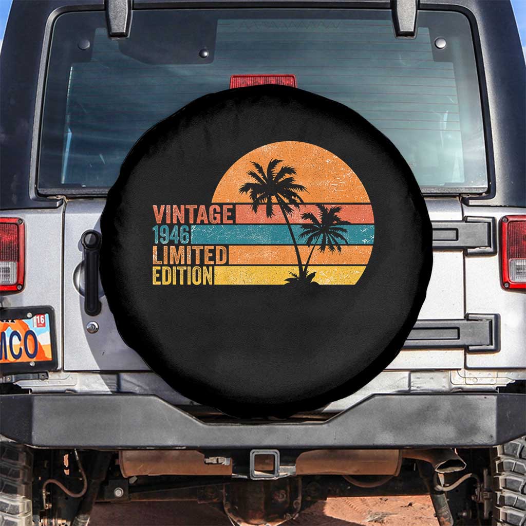 Vintage 1946 Limited Edition Spare Tire Cover Retro Sunset 80th Birthday 80 Year Old Gifts TS10 No hole Black Print Your Wear