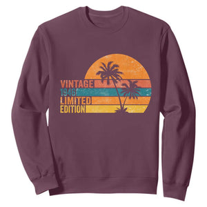 Vintage 1946 Limited Edition Sweatshirt Retro Sunset 80th Birthday 80 Year Old Gifts TS10 Maroon Print Your Wear