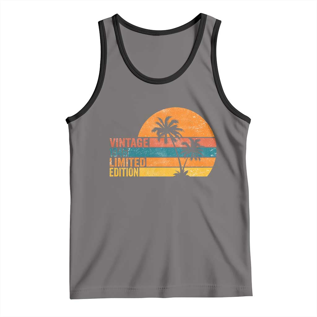 Vintage 1946 Limited Edition Tank Top Retro Sunset 80th Birthday 80 Year Old Gifts TS10 Deep Heather Black Print Your Wear