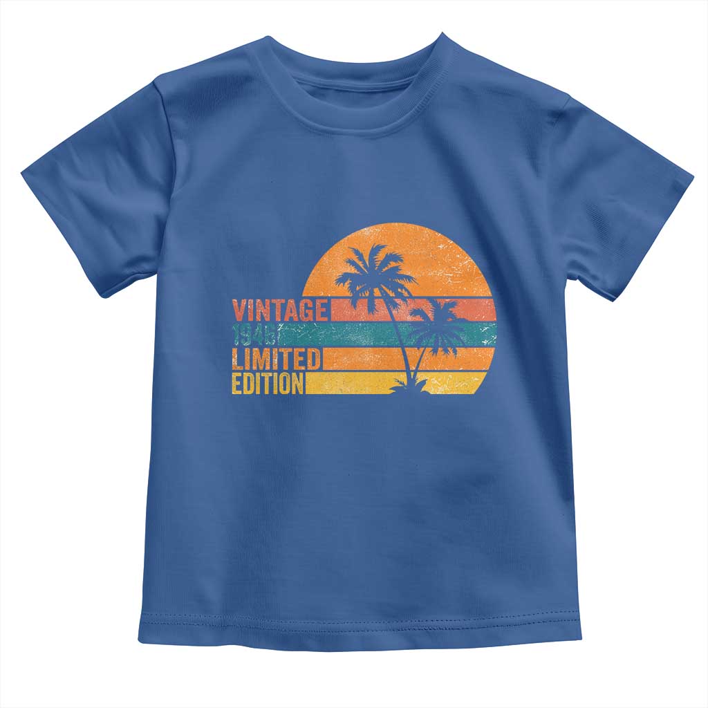 Vintage 1946 Limited Edition Toddler T Shirt Retro Sunset 80th Birthday 80 Year Old Gifts TS10 Royal Blue Print Your Wear