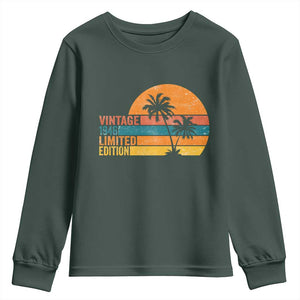 Vintage 1946 Limited Edition Youth Sweatshirt Retro Sunset 80th Birthday 80 Year Old Gifts TS10 Dark Forest Green Print Your Wear