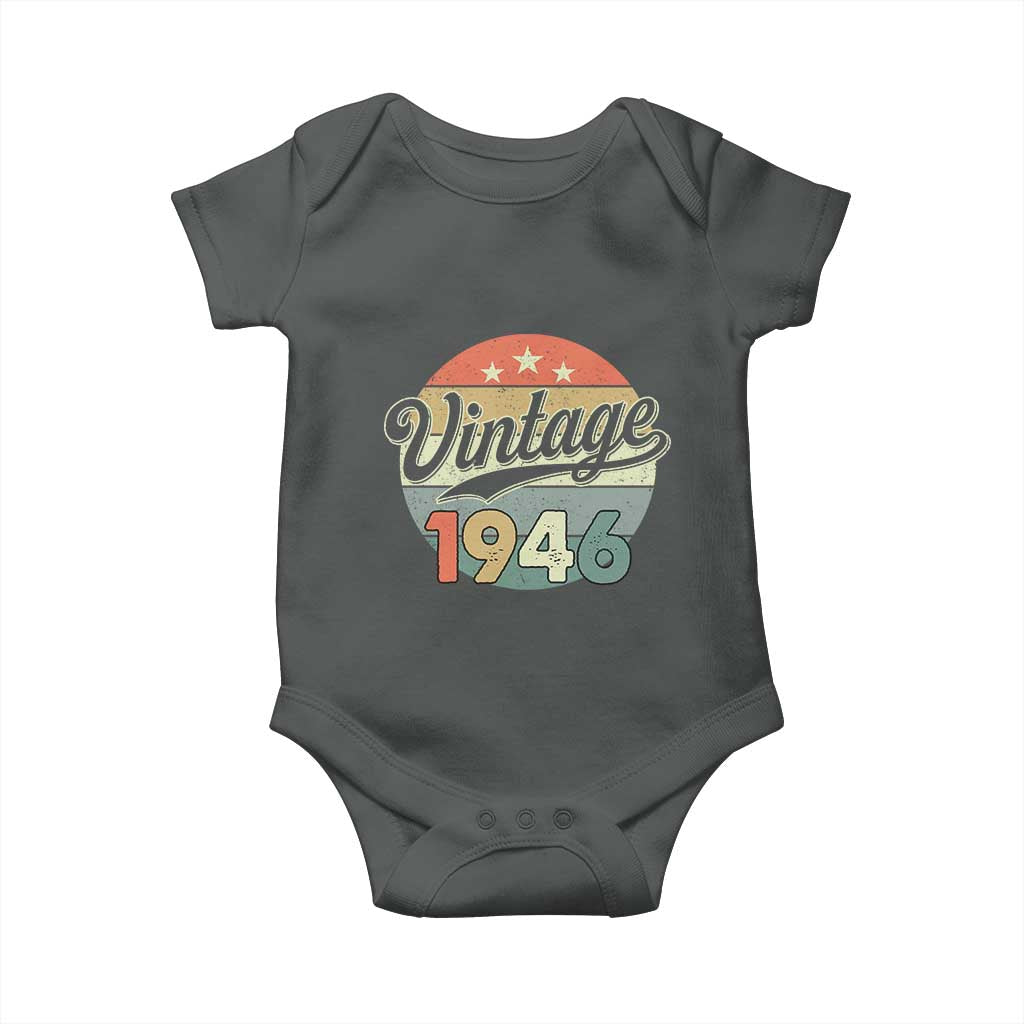 Vintage 1946 Baby Onesie 80 Year Old 80th Birthday Gifts TS10 Dark Heather Print Your Wear