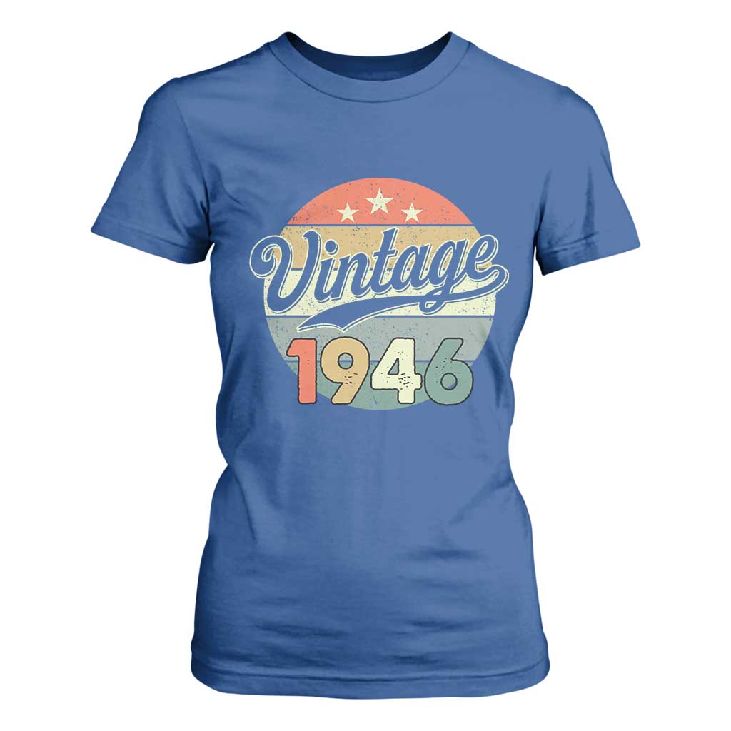Vintage 1946 T Shirt For Women 80 Year Old 80th Birthday Gifts TS10 Royal Blue Print Your Wear