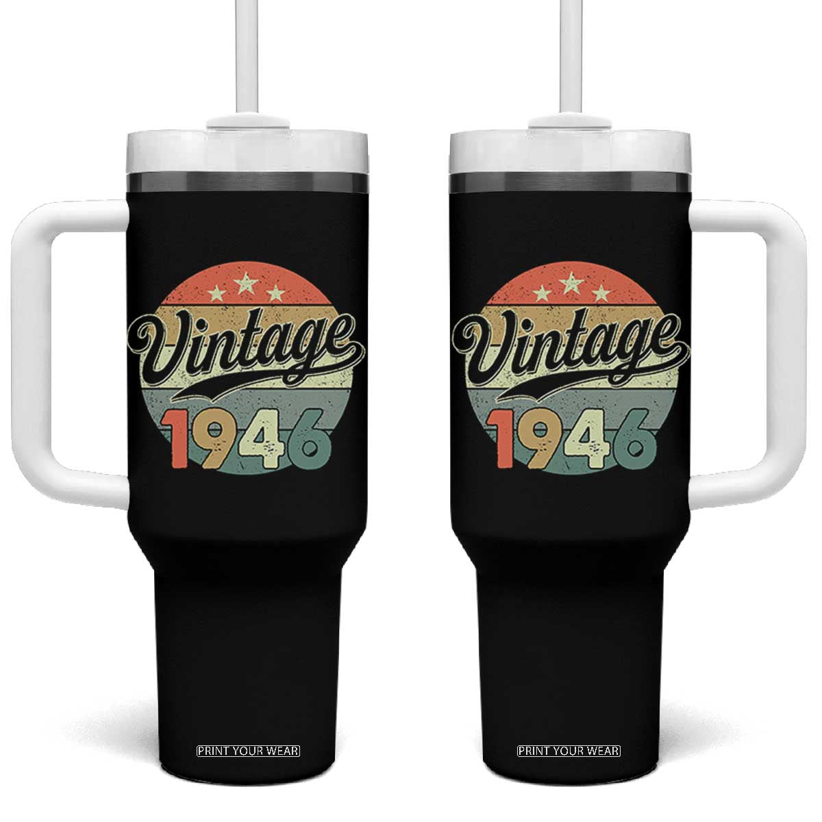 Vintage 1946 Tumbler With Handle 80 Year Old 80th Birthday Gifts TS10 One Size: 40 oz Black Print Your Wear