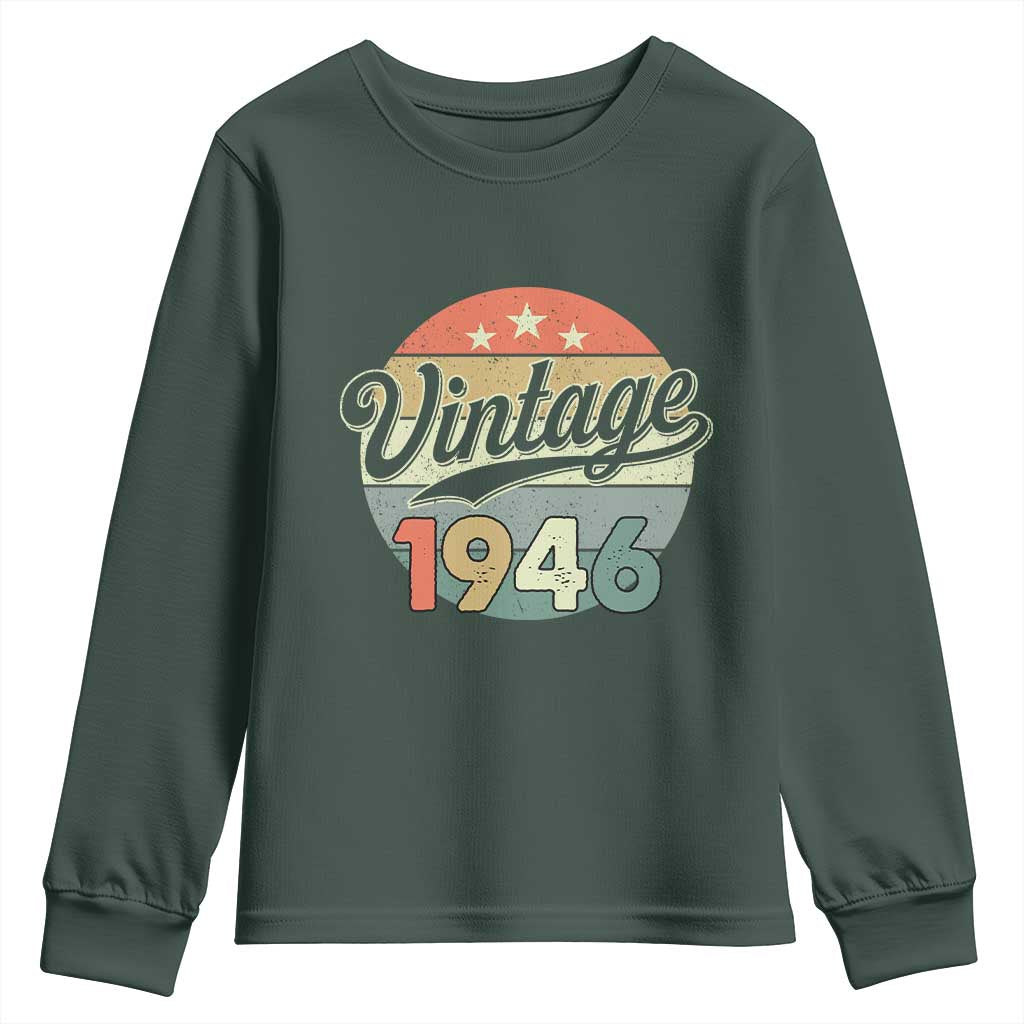 Vintage 1946 Youth Sweatshirt 80 Year Old 80th Birthday Gifts TS10 Dark Forest Green Print Your Wear